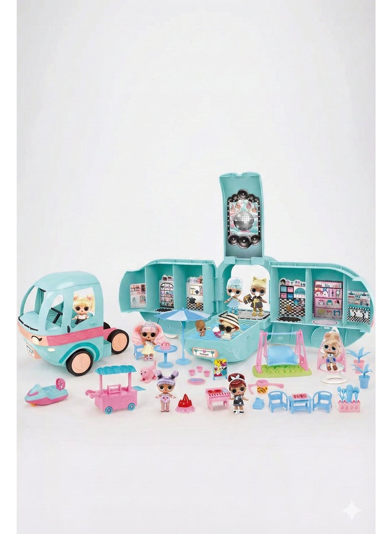 REZZOSS NEW LOL Surprise Glam N' Go Camper Playset – 4-in-1 Transforming Vehicle with 40+ Surprises & Exclusive Doll | Fully Furnished Glamping Car with Pool, Slide, BBQ & Bunk Beds | Large 360° Play Dollhouse Gift for Girls 4+ - Image 2